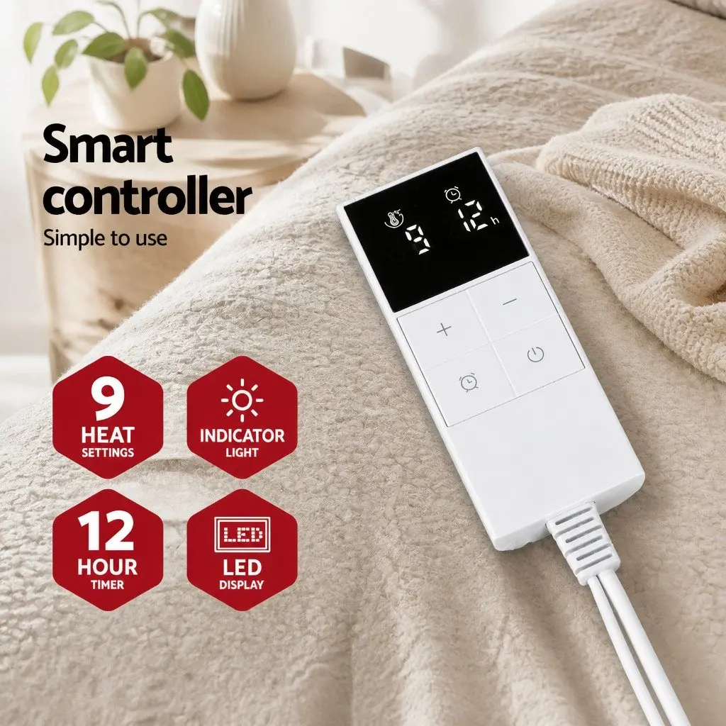 Queen Size Heated Electric Blanket with Fleecy Fabric