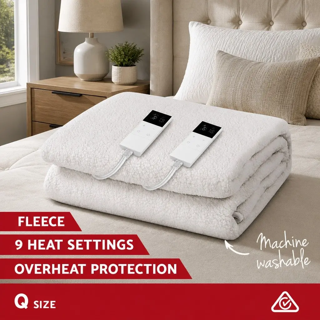 Queen Size Heated Electric Blanket with Fleecy Fabric