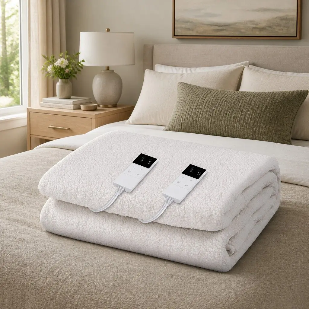 Queen Size Heated Electric Blanket with Fleecy Fabric
