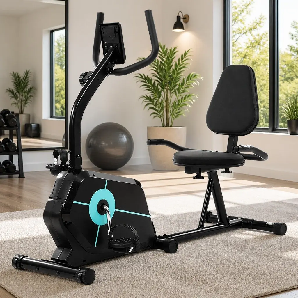 Recumbent Exercise Bike Steel 24kg Black