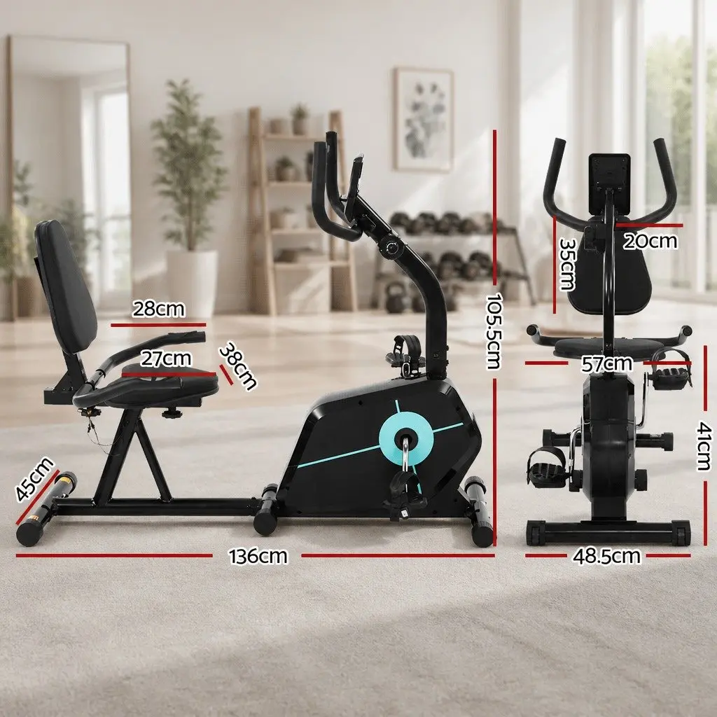 Recumbent Exercise Bike Steel 24kg Black