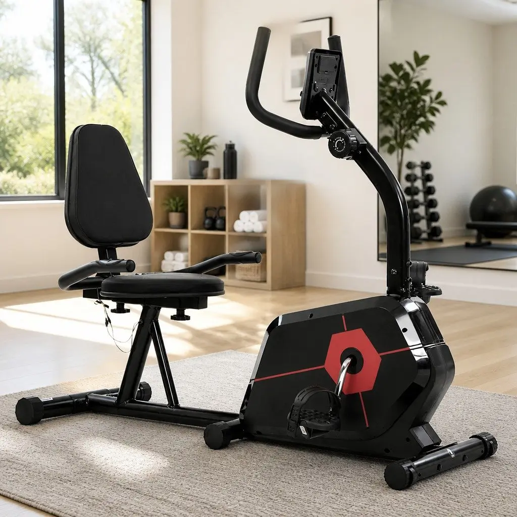 Recumbent Exercise Bike Steel 24kg Black