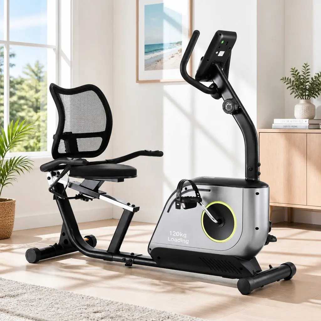 Recumbent Exercise Bike Magnetic Black 127x42.5x115cm
