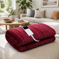 Burgundy Electric Heated Throw Blanket 160cm x 130cm