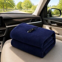 Navy Blue Electric Heated Blanket for Cars and Trucks