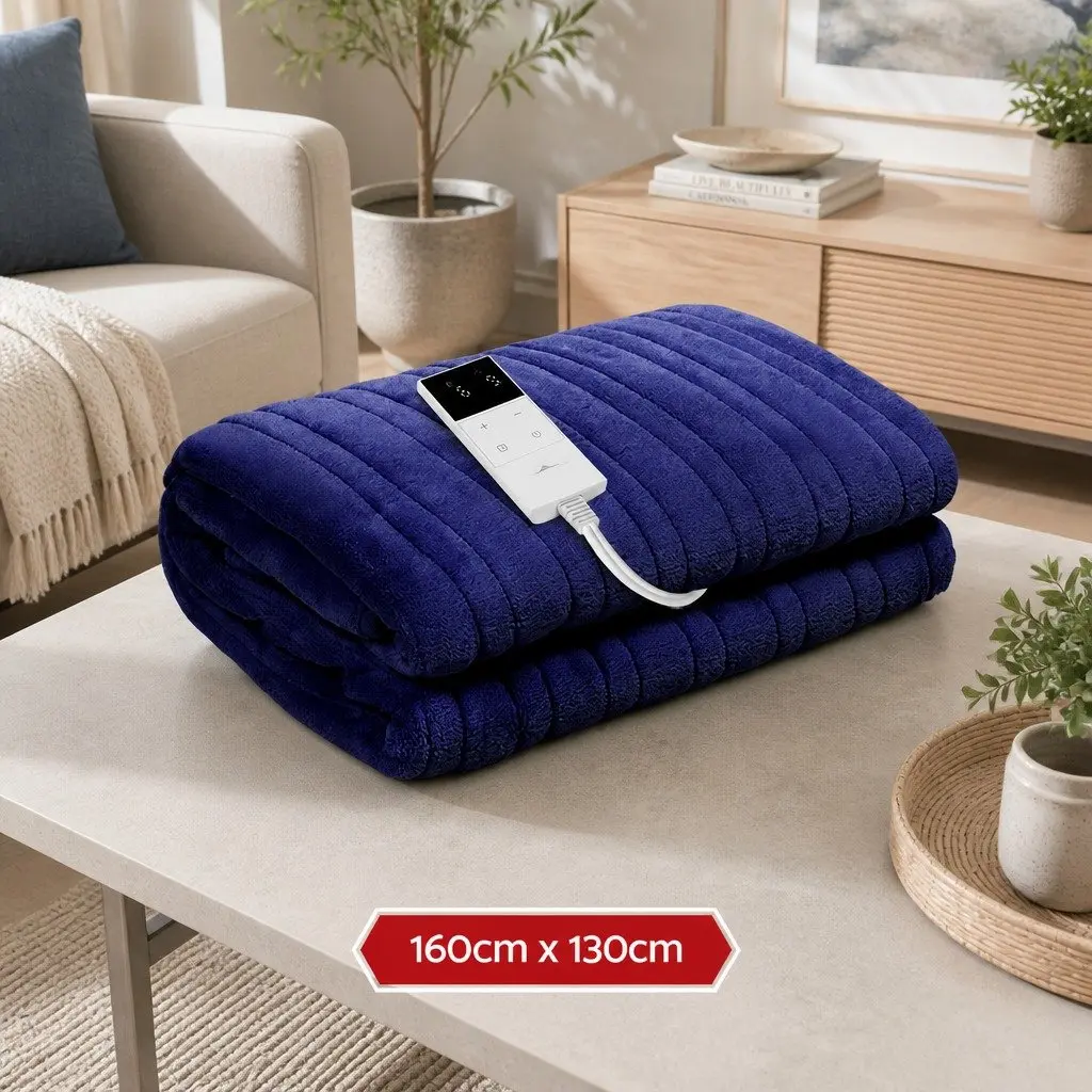 Navy Blue Electric Throw Blanket with 9 Heat Levels