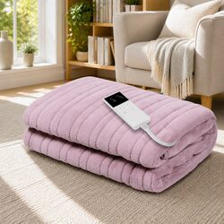 Premium Electric Heated Throw Rug Pink 160x130cm
