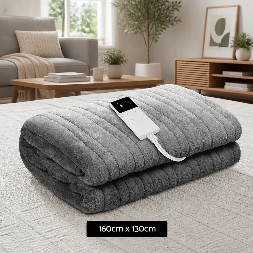 Electric Heated Throw Rug in Silver