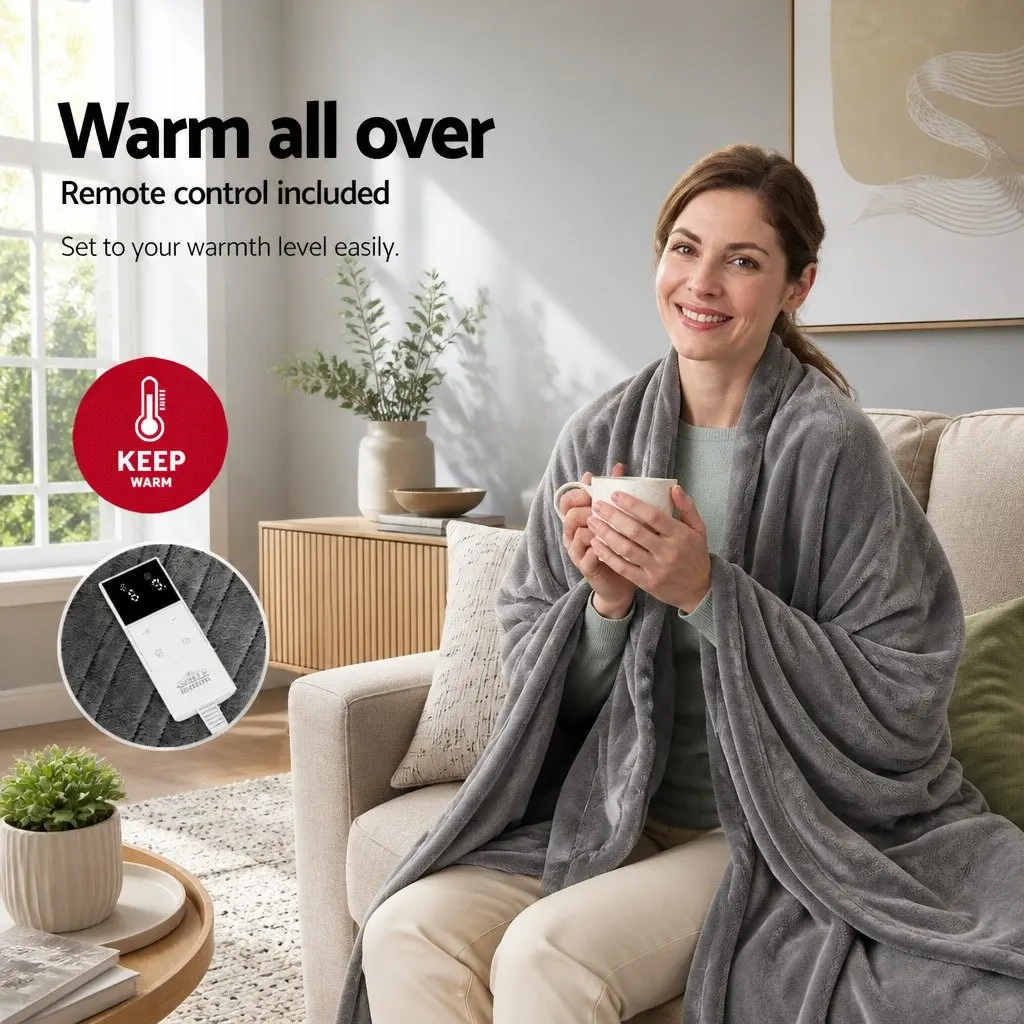 Electric Heated Throw Rug in Silver