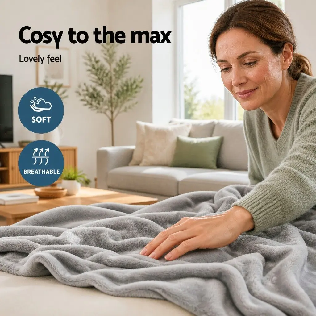 Electric Heated Throw Rug in Silver
