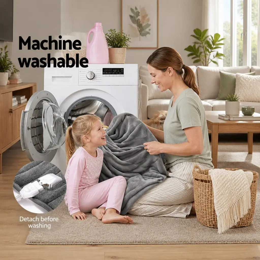 Electric Heated Throw Rug in Silver