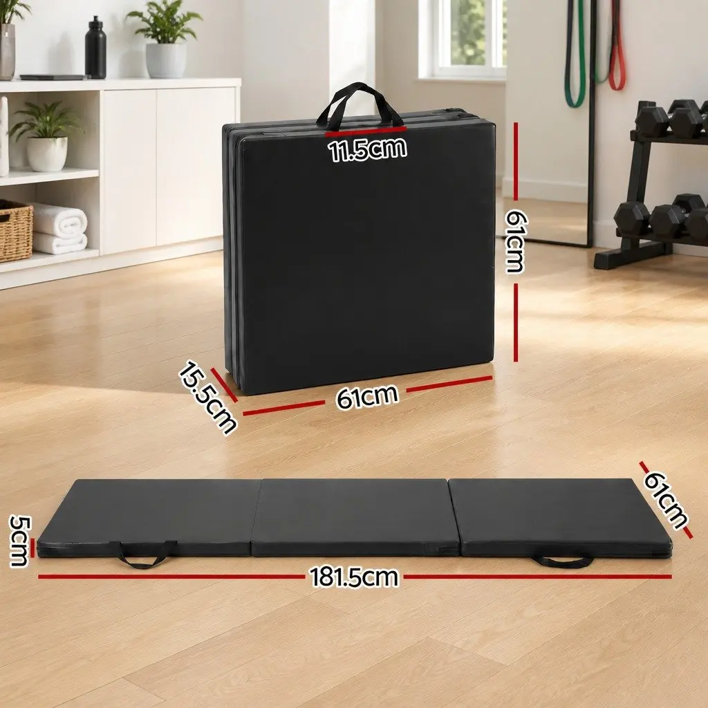 Gymnastics Mat Foam 181cm x 61cm x 5cm Black