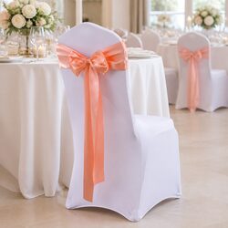 20 Coral Satin Fabric Chair Sashes for Events