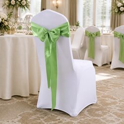 Grass Green Satin Chair Sashes Covers - 20 Pcs