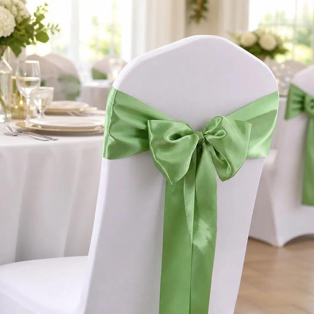 Satin Table Runner Chair Sash 278cm Grass Green