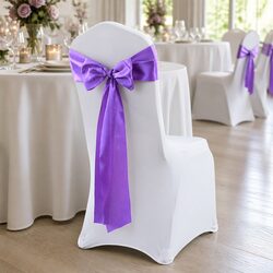 50 Pack of Premium Satin Chair Sashes in Lavender