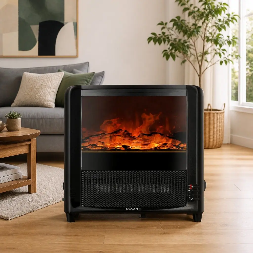 Electric Fireplace Heater ABS 2000W Freestanding Black