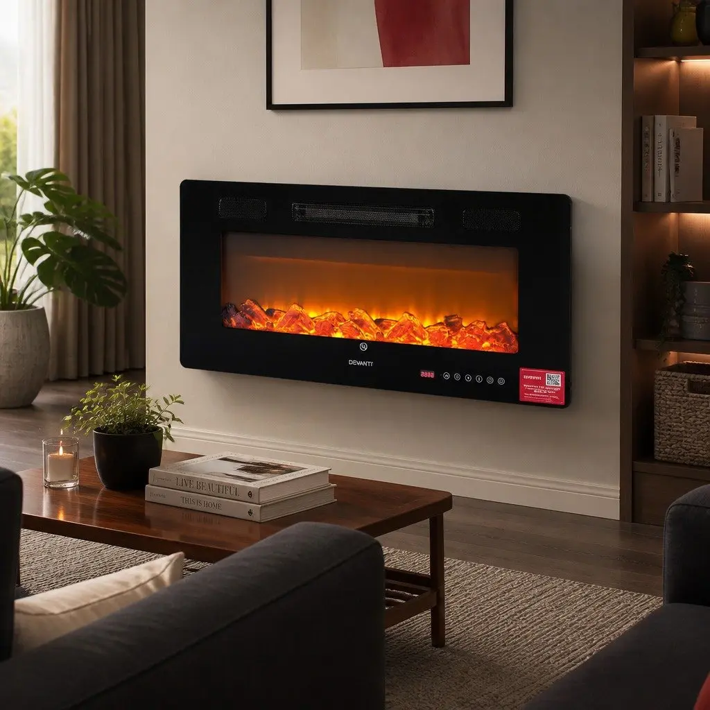 Electric Fireplace Insert 1800W Black Wall Mounted 92cm
