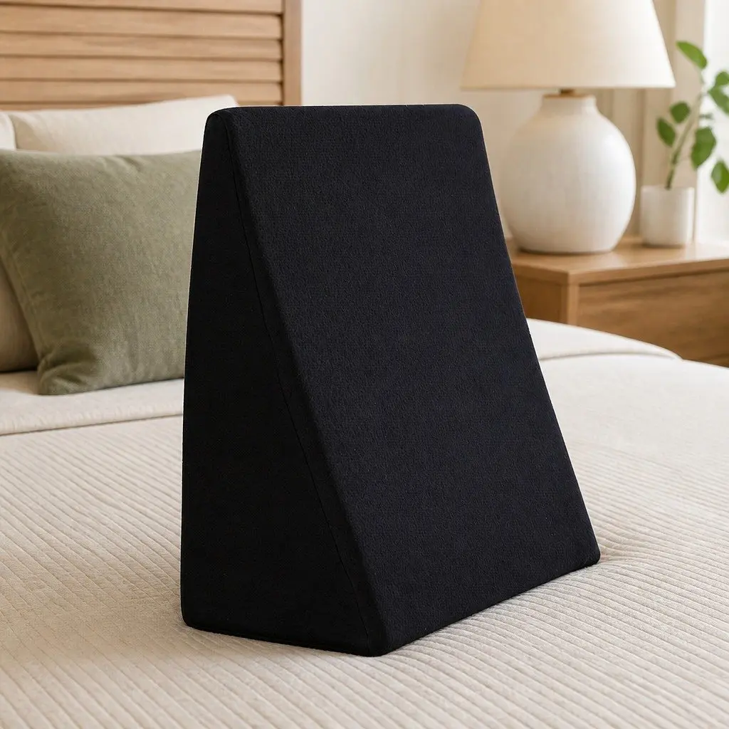 Memory Foam Wedge Pillow with Cool Gel for Back Support