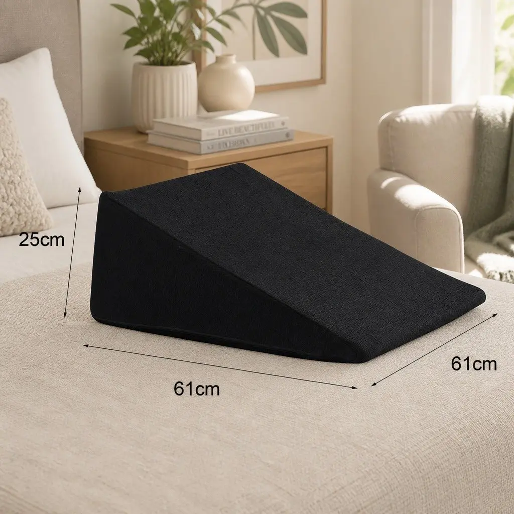 Memory Foam Wedge Pillow with Cool Gel for Back Support