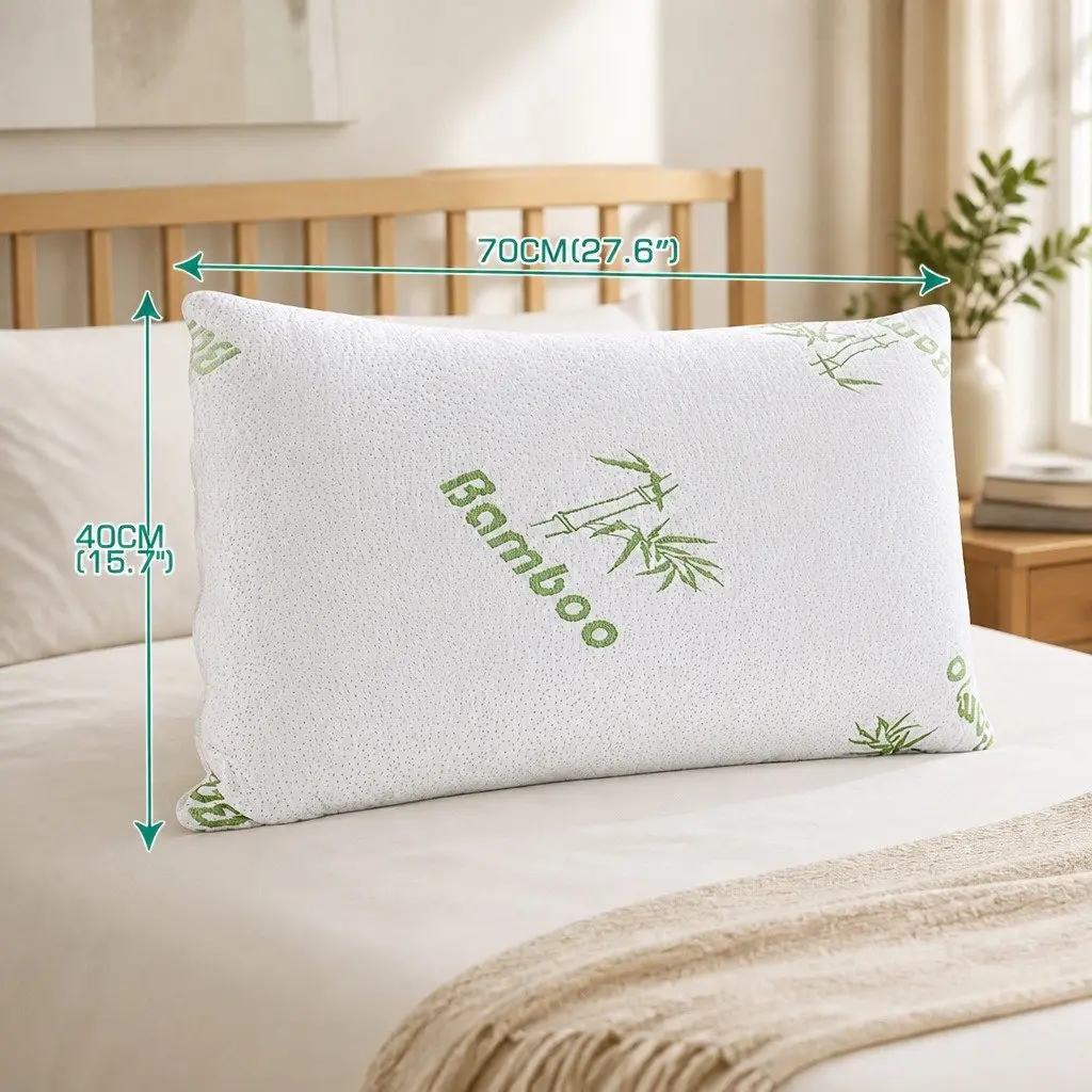 Memory Foam Pillow Bamboo Fabric Cover 70cm x 40cm