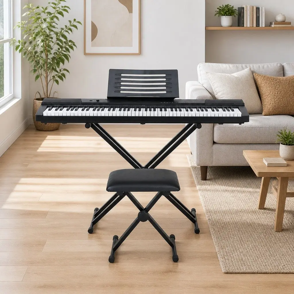 88-Key Portable Electronic Piano with Stand and Stool