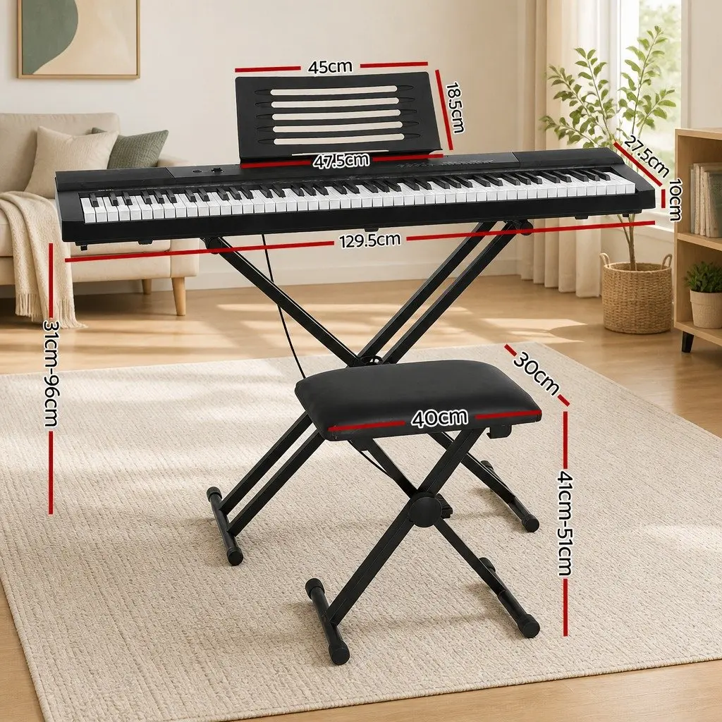 88-Key Portable Electronic Piano with Stand and Stool