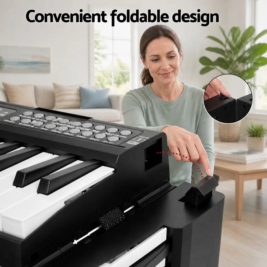 61-Key Foldable Electronic Piano Keyboard Touch-Sensitive Digital Music