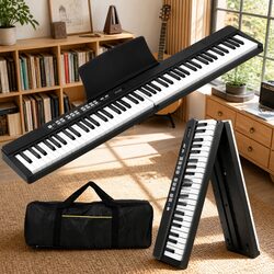 88 Key Electronic Piano Keyboard Foldable Digital Music MIDI USB Bluetooth