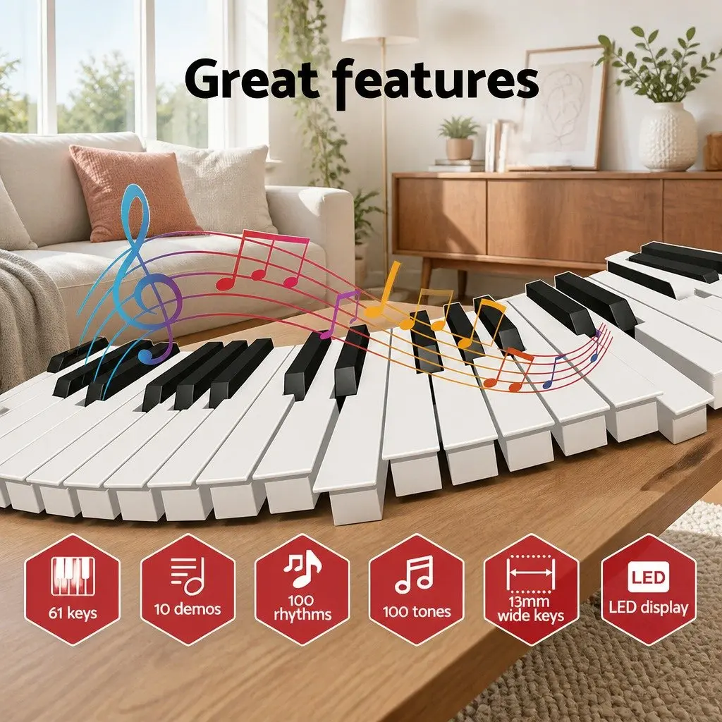 61-Key Digital Piano Keyboard with Microphone