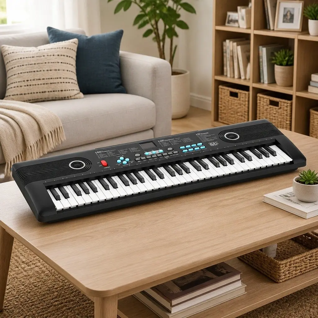 61-Key Digital Piano Keyboard with Microphone