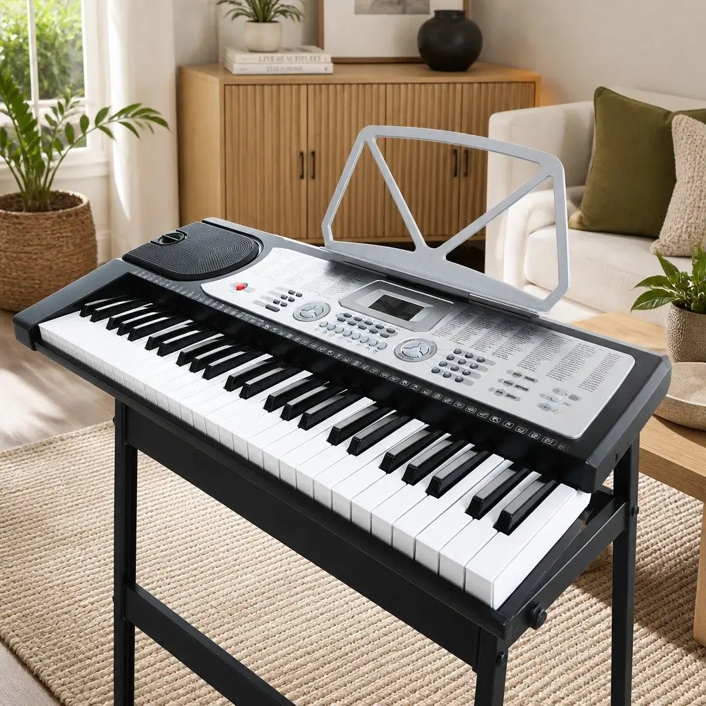 61-Key Electronic Piano Keyboard Digital Music Instrument with Stand LED