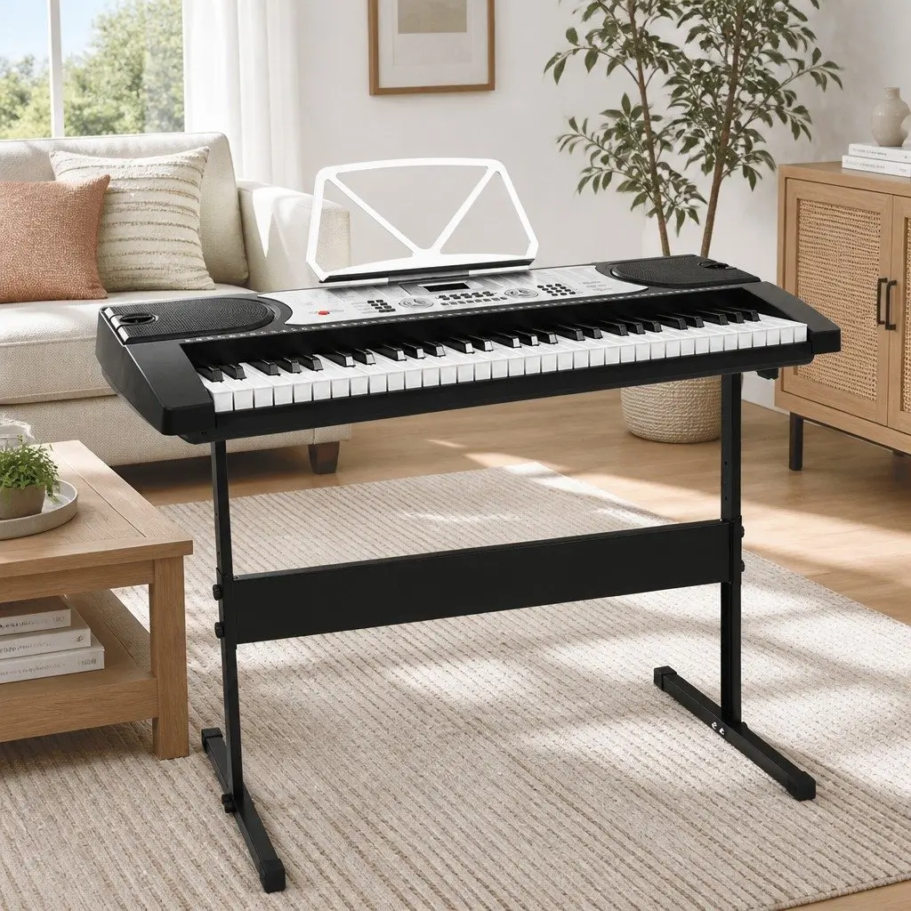 61-Key Electronic Piano Keyboard Digital Music Instrument with Stand LED