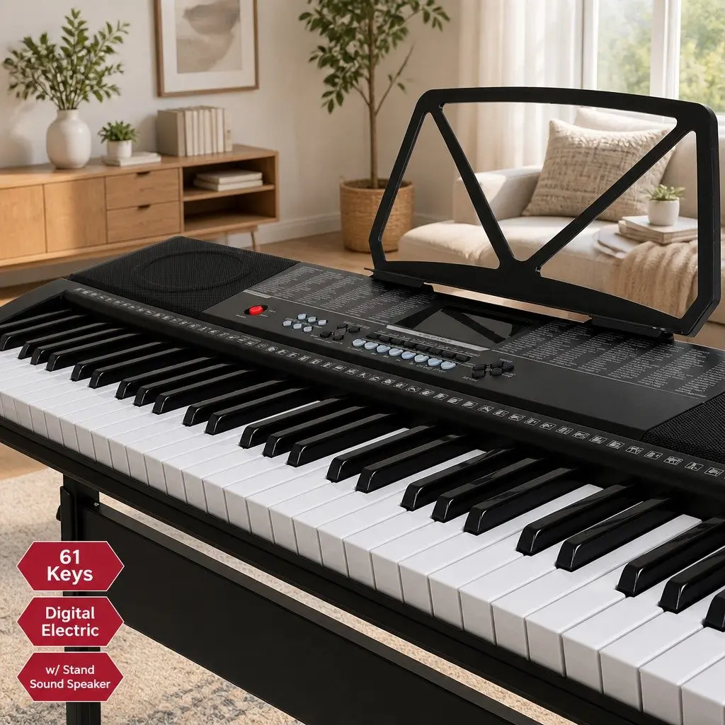 61-Key Portable Electronic Piano with Stand and Speaker