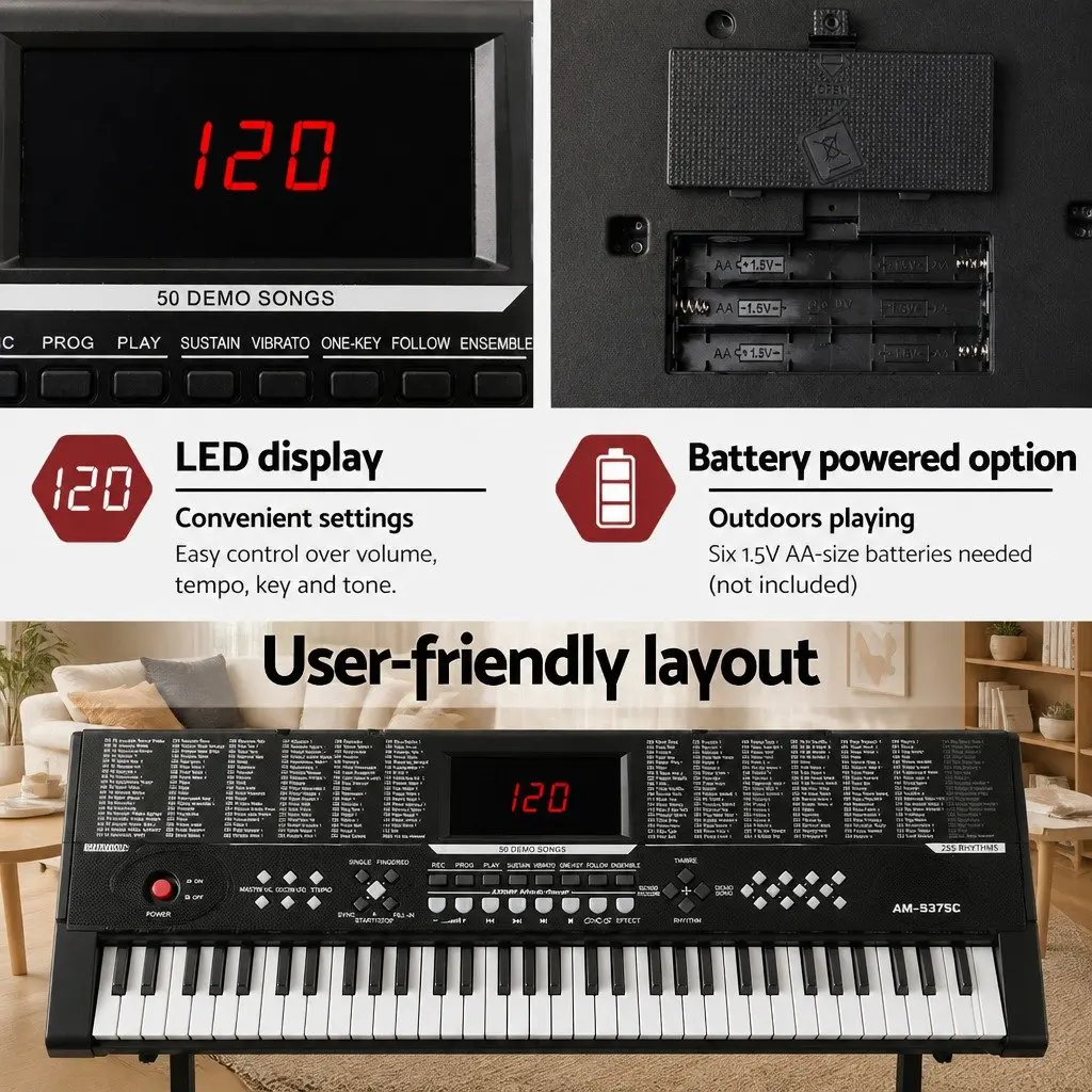 61-Key Portable Electronic Piano with Stand and Speaker