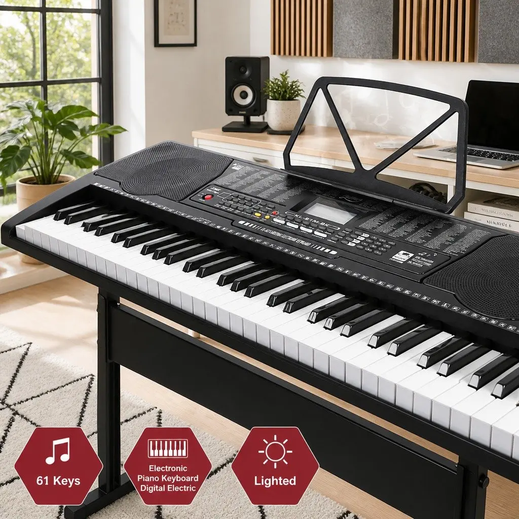 61-Key Electronic Keyboard Piano with Lighted Keys