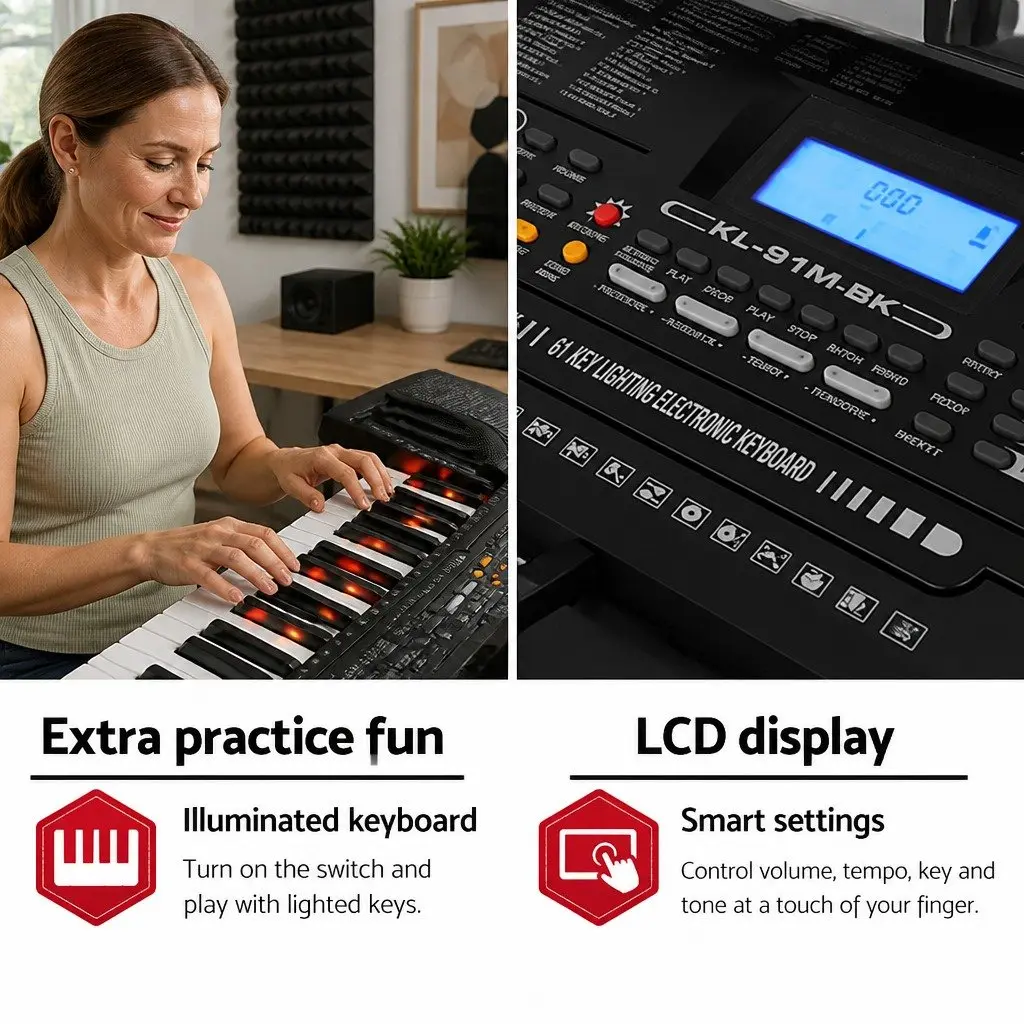 61-Key Electronic Keyboard Piano with Lighted Keys