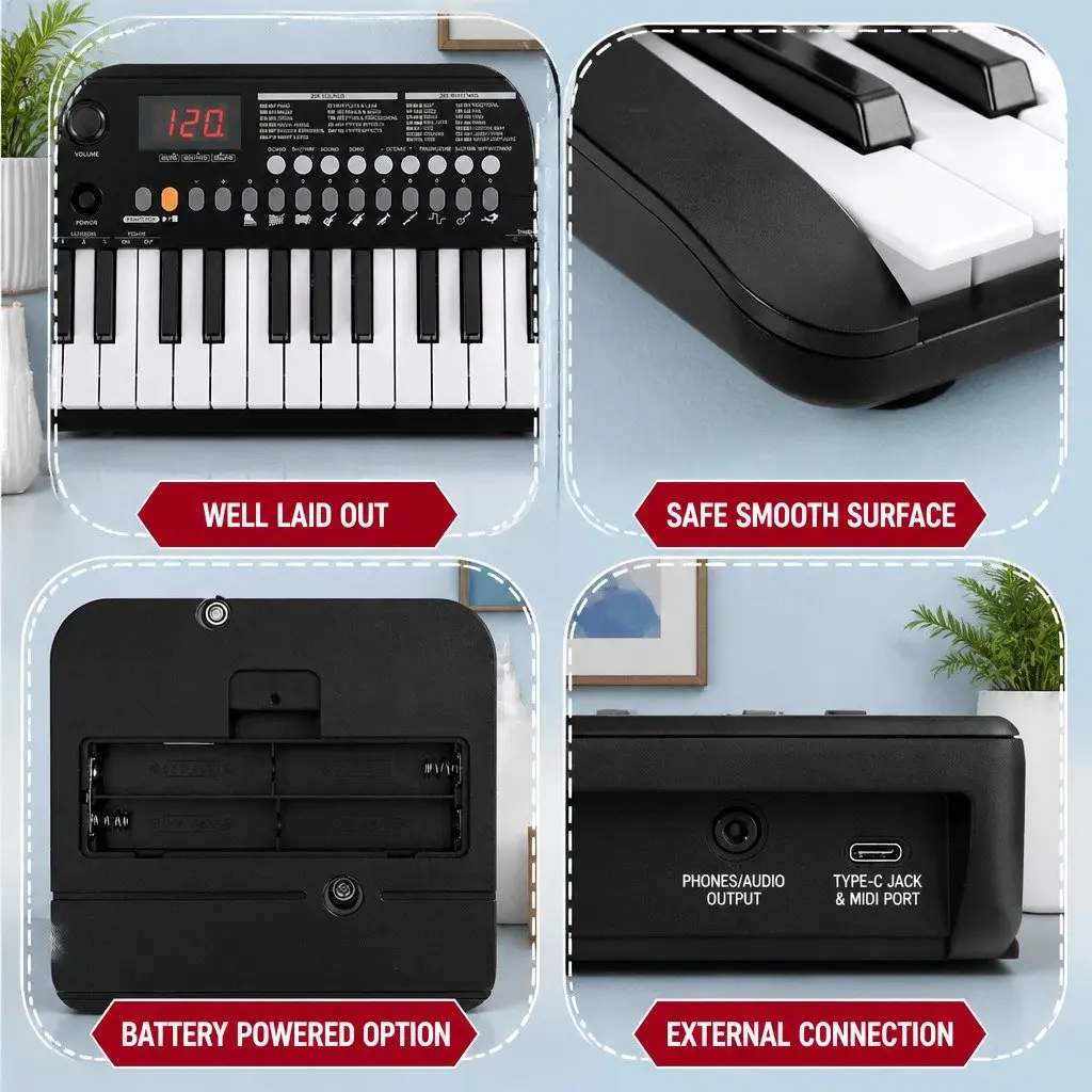 Portable 37-Key Digital Piano with Responsive Touch