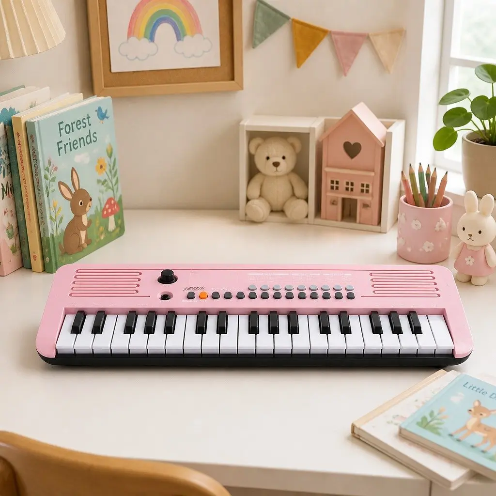 37-Key Digital Piano Keyboard for Beginners in Pink