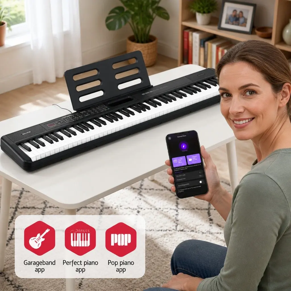 88-Key Electronic Piano Keyboard with Bluetooth