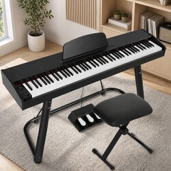 88-Key Electronic Piano with Weighted Semi Keys and Stand