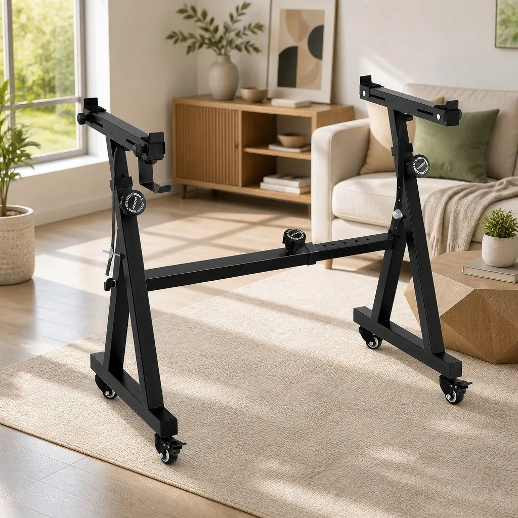 Piano Stand Heavy Duty Steel Adjustable Z-Frame Black