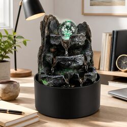 Resin Tabletop Water Fountain with LED Light and 3 Flow Levels
