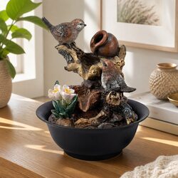 Compact Indoor Tabletop Water Fountain with LED Light