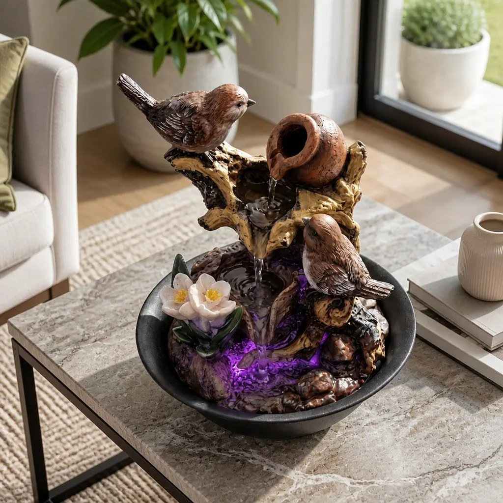 Indoor Tabletop Water Fountain with LED Light