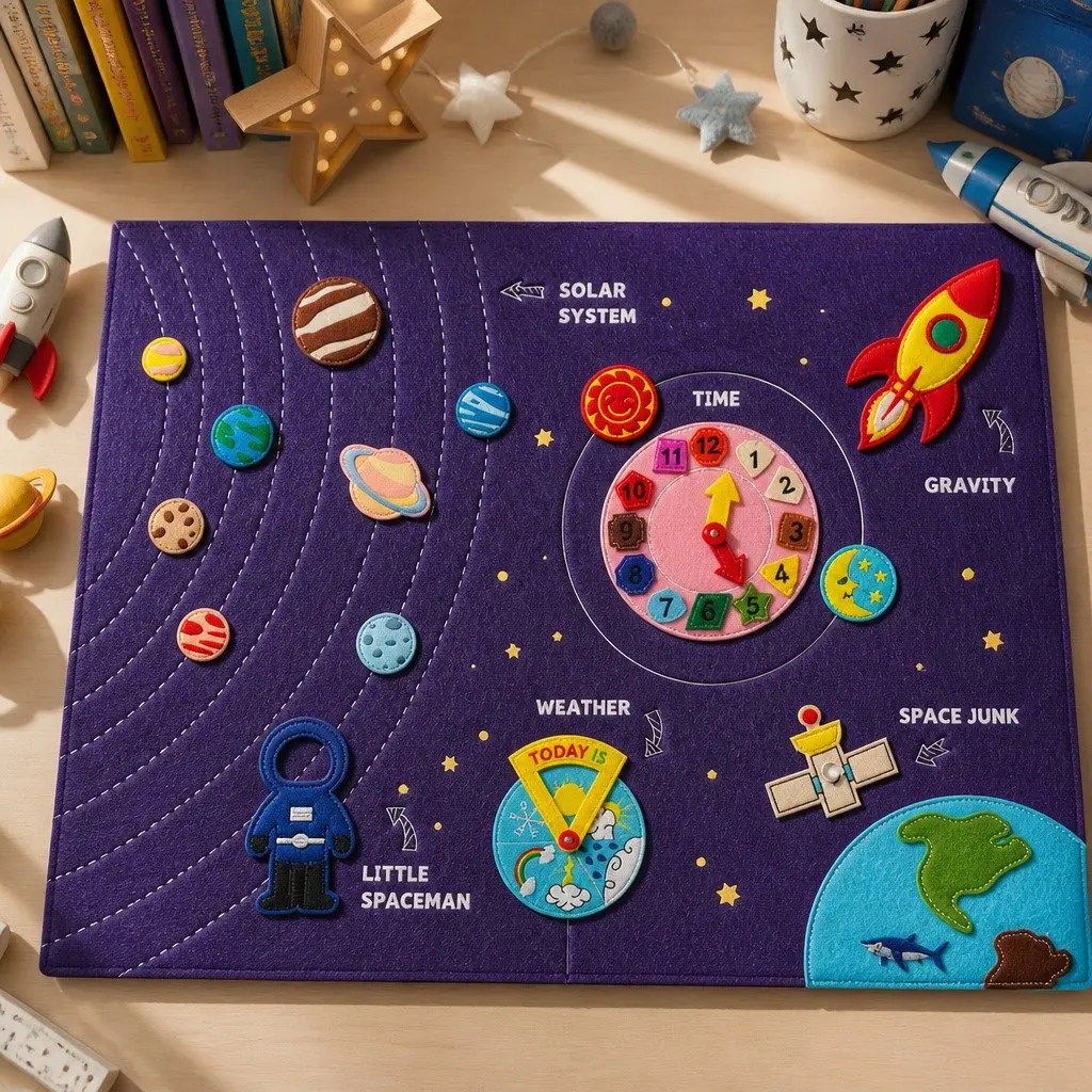My Space Book Interactive Busy Book for Kids Ages 4-6 Children Learning Universe