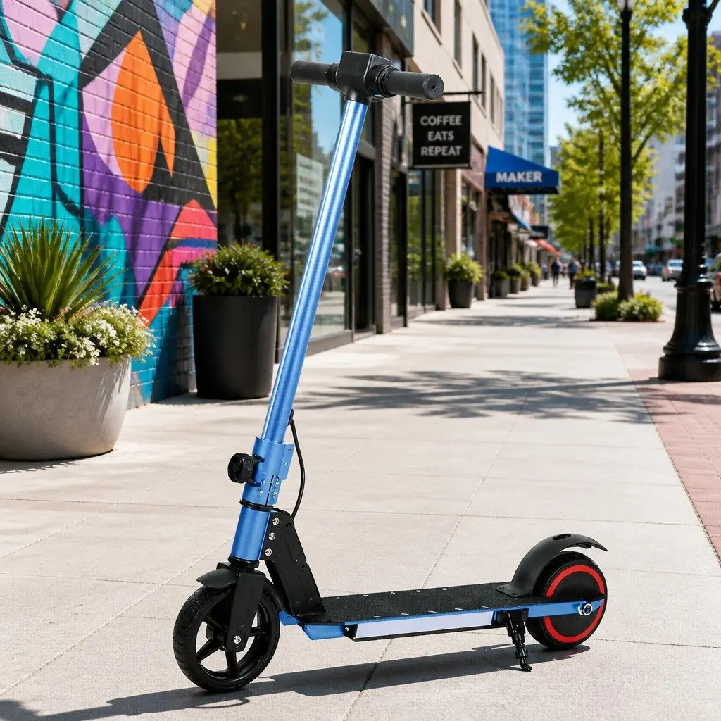 Electric Scooter 130W with LED Lights in Blue