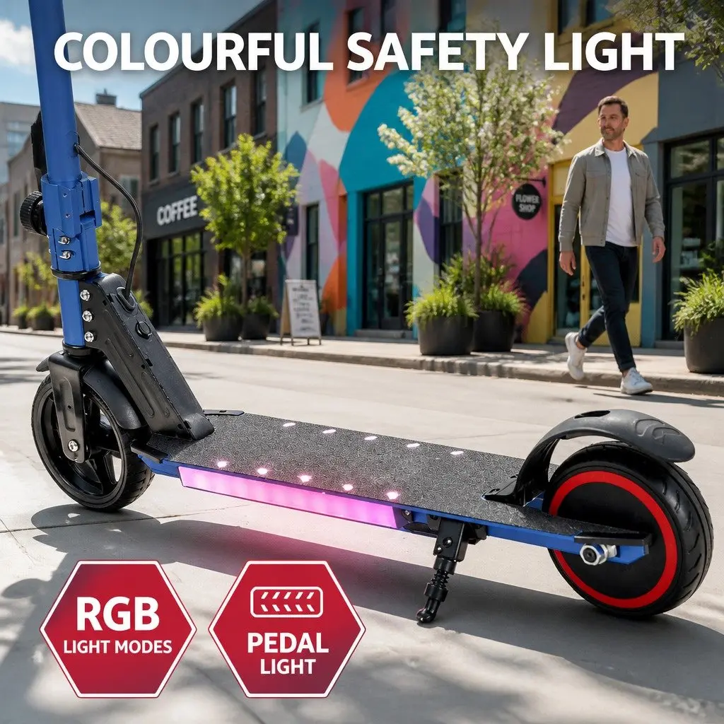 Electric Scooter 130W with LED Lights in Blue