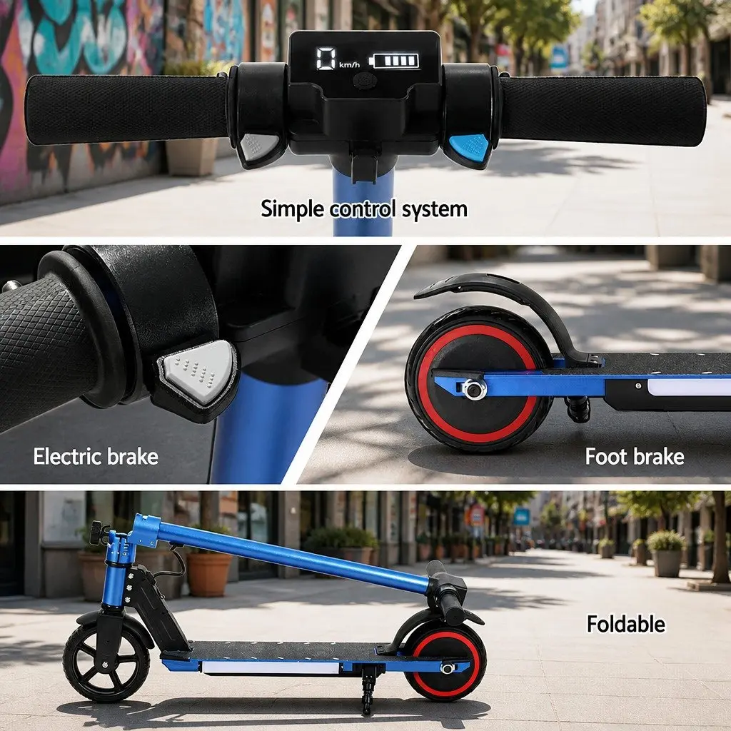 Electric Scooter 130W with LED Lights in Blue