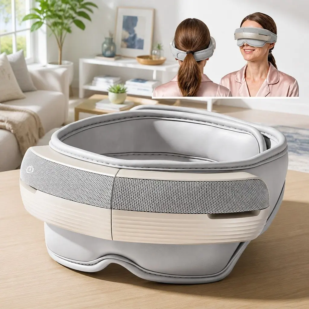 Eye and Head Massager with Heat Air Compression Bluetooth Music 5 Modes Foldable